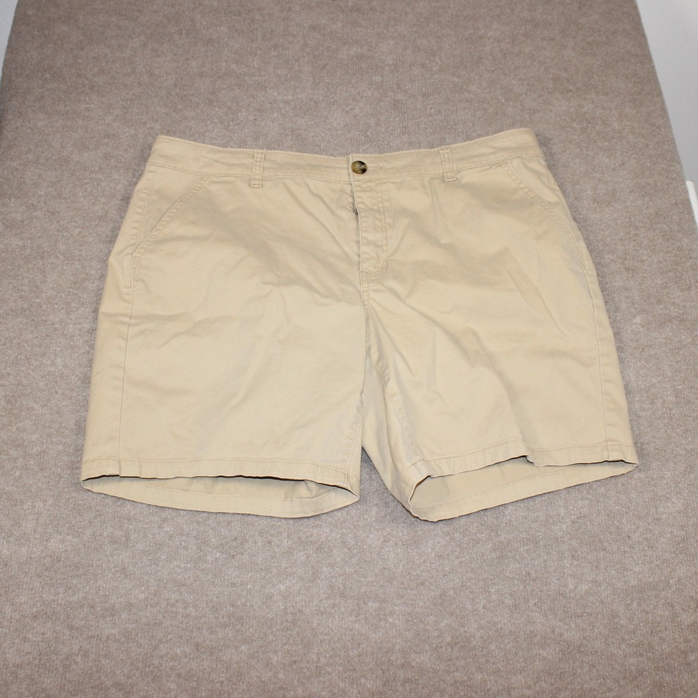 ana A New Approach Khaki Mid-Rise Midi Shorts Tan Size 16W 8 Inch Inseam